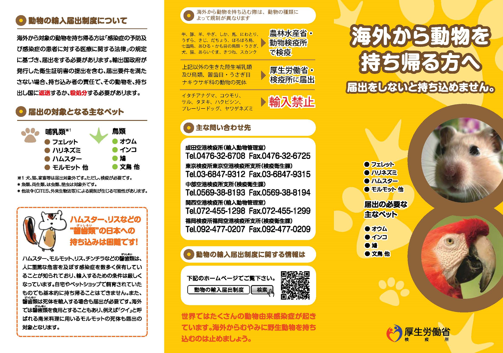 海外から動物を持ち帰る方へ（リーフレット）（日本語）