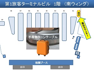 第1旅客ターミナルビル 1階（南ウィング）