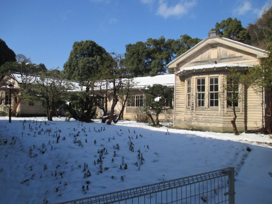 外部の様子(雪をかぶった一号停留所)