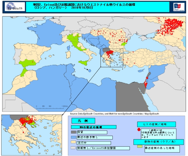 図.地中海地域におけるWNVの循環