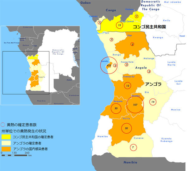 図.黄熱患者の分布図（2016年4月24日現在）